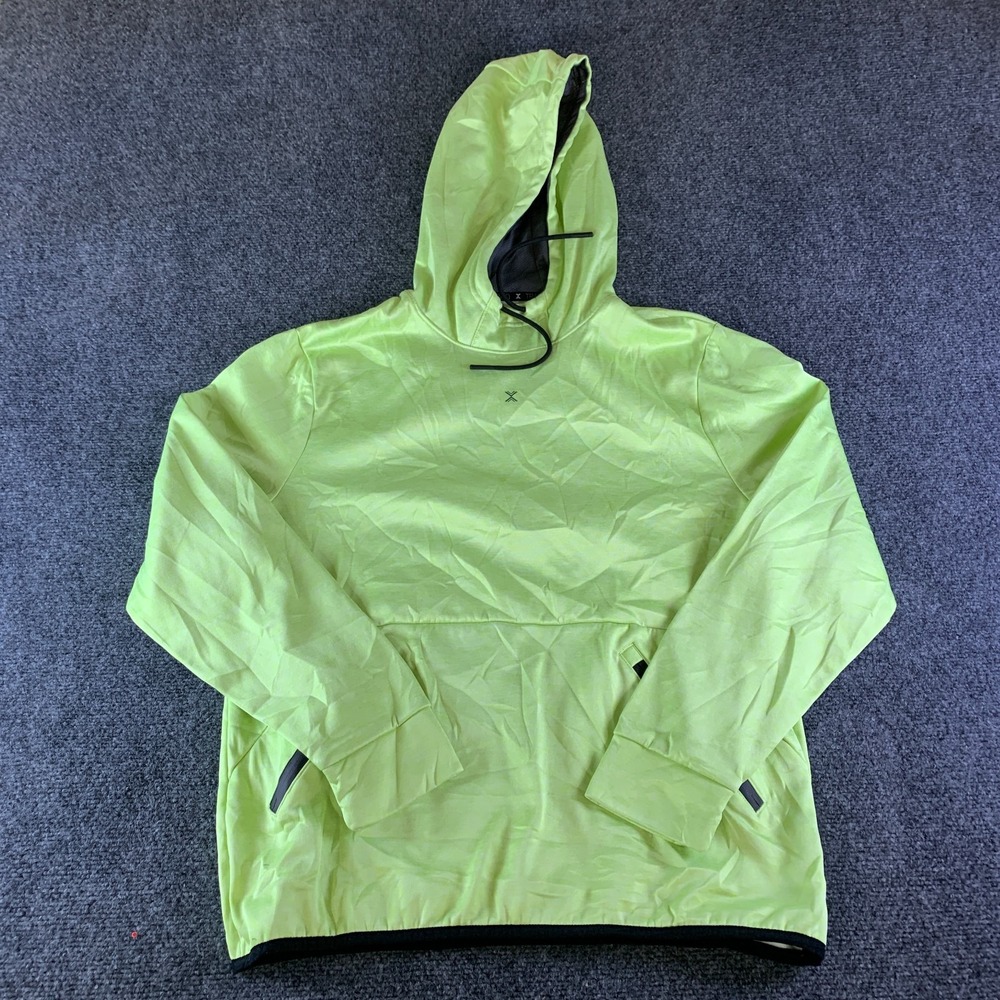 Xersion Train Quick-Dri Fleece Hoodie Mens Medium Green Zipper Pockets Pullover